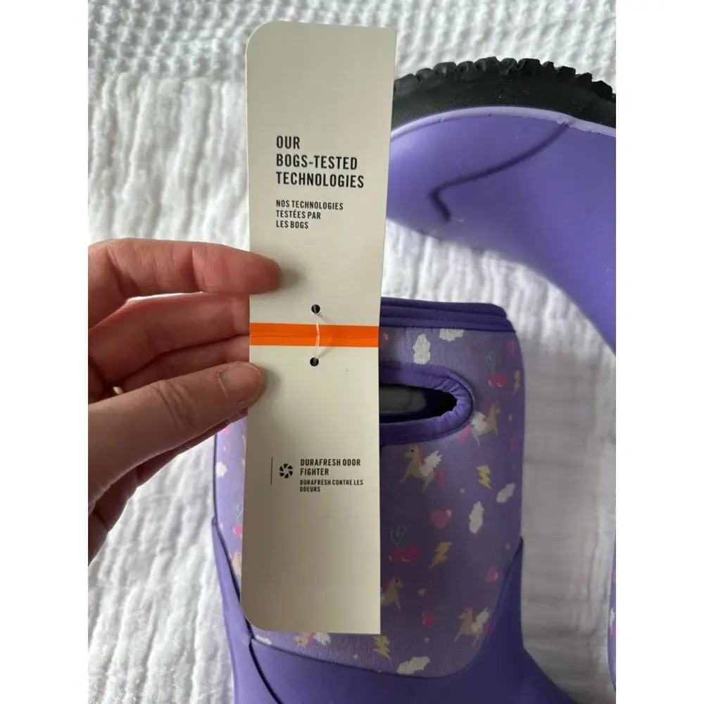 NEW BOGS Grasp Pegasus Youth Kids Size 6 Waterproof Rain Boot Purple Unicorn